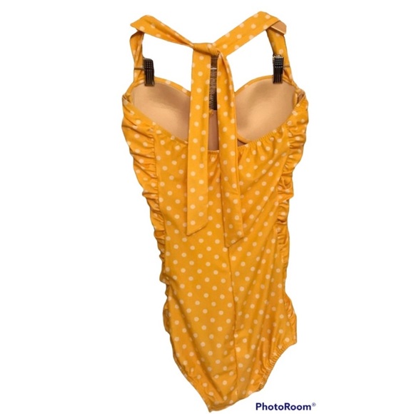 Yellow Polka Dot Halter Swimsuit - Picture 3 of 4